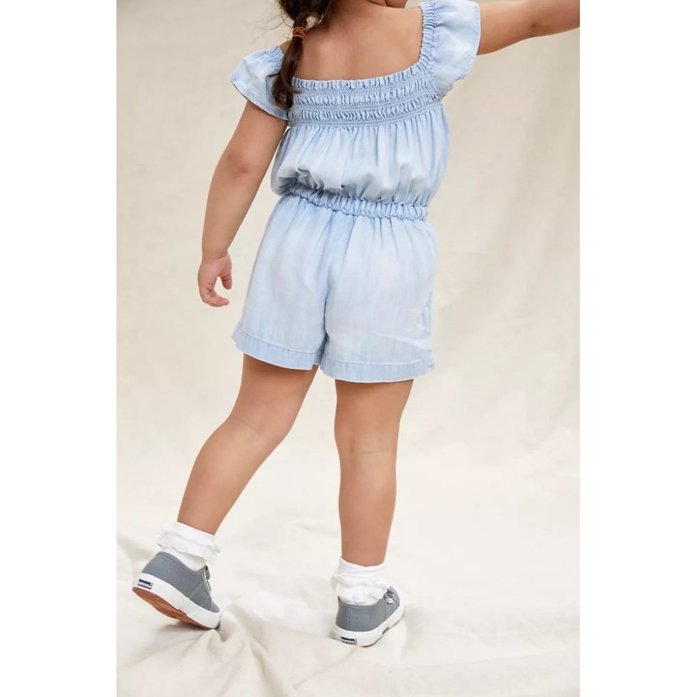 Anthropologie Cloth & Stone Sweet Chambray Kids Romper in Denim - Picture 2 of 12